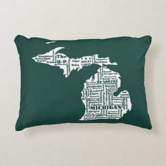 Almofada Decorativa Estado Verde das Cidades de Michigan