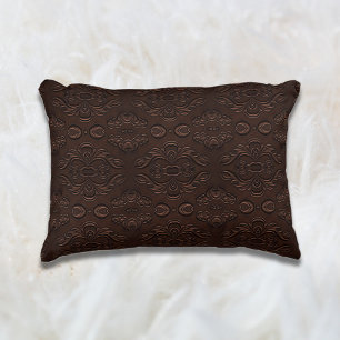 Almofada Decorativa Estilo Floral Barroco Faux Leather Patterno
