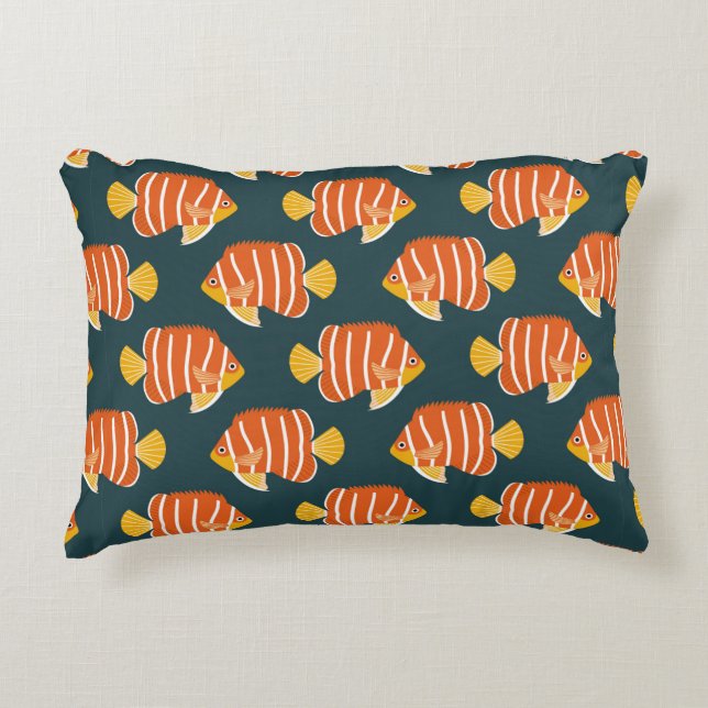 Almofada Decorativa Estilo perfeito de colheita com peixe. Design cria (Frente)