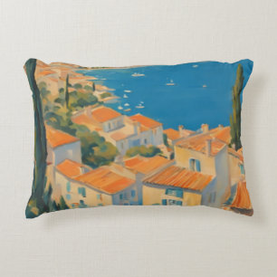 Almofada Decorativa Estilo Vintage Cote D'Azur French Viagem Watercolo