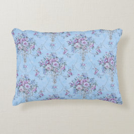 Almofada Decorativa Estilo Vitoriano Branco Azul Francês Floral