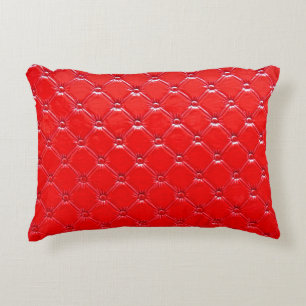 Almofada Decorativa Estofo de couro vermelho genuíno.