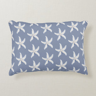 Almofada Decorativa Estrela-do-Mar Azul Branca da Praia
