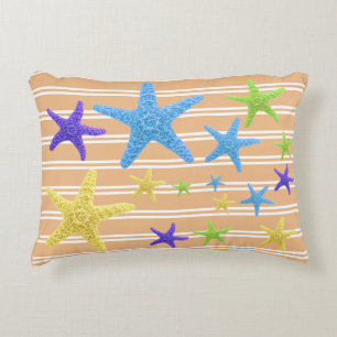 Almofada Decorativa Estrela do mar com cor variável do fundo