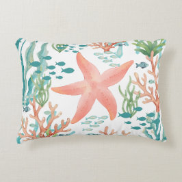 Almofada Decorativa Estrela-do-mar Vida marinha Conchas Peixes