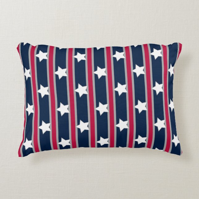 Almofada Decorativa Estrelas e Gretas Patrióticas Divertidas e Ricos (Frente)