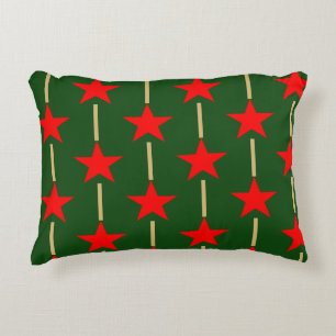 Almofada Decorativa Estrelas Verdes E Vermelhas
