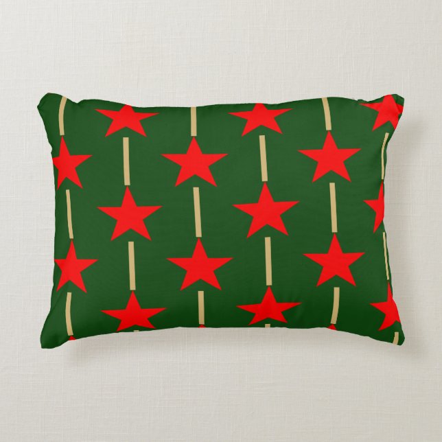 Almofada Decorativa Estrelas Verdes E Vermelhas (Frente)