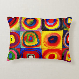 Almofada Decorativa Estudo de cor de Kandinsky Quadrados Círculos Arte