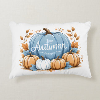 Almofada Decorativa Eu adoro o Autumn Dusty Blue e White Pumpkins