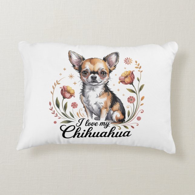 Almofada Decorativa Eu amo meu chihuahua  (Verso)