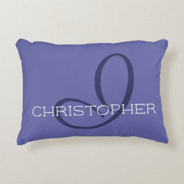 Almofada Decorativa Eu Nome Moderno Inicial Azul Estiloso Fofo