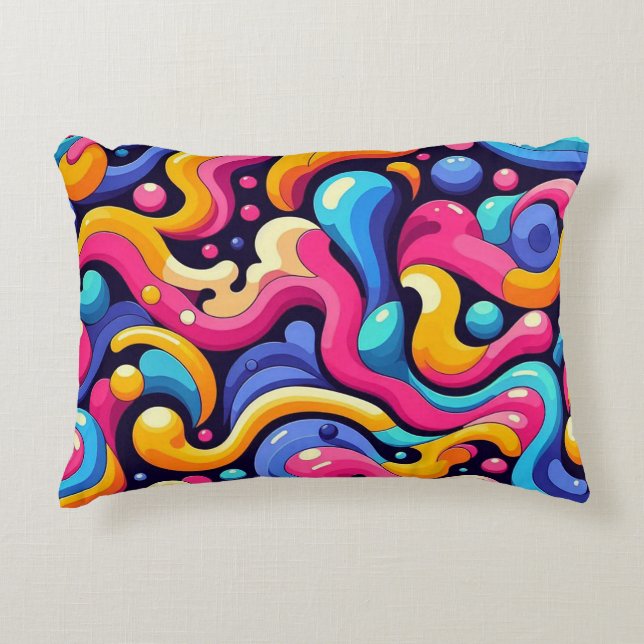 Almofada Decorativa 🎨 Explosão de Cores Abstratas Decoração Espaço de (Frente)
