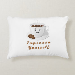 Almofada Decorativa Expresse-se – Camiseta de Café Engraçado e Sorride