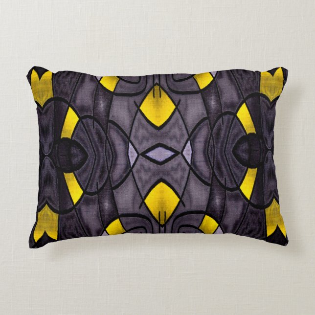 Almofada Decorativa Expressionismo da Abstrato Dourada e Cinza (Frente)