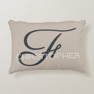 Almofada Decorativa F Inicial Nome Personalizado Bege Neutro