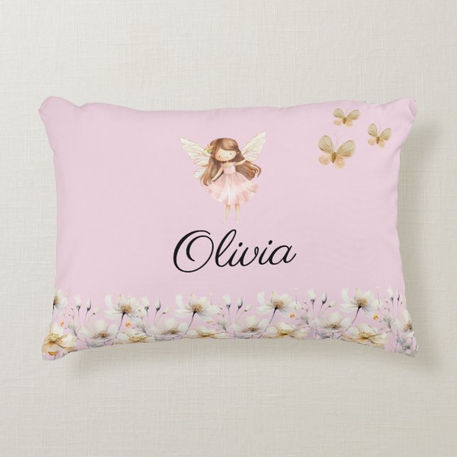Almofada Decorativa Fairy Cute Garden Encantado Nome Personalizado (Frente)