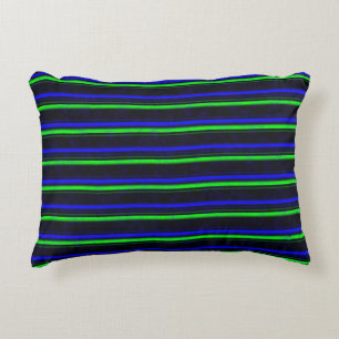 Almofada Decorativa Faixa Verde Azul Preta