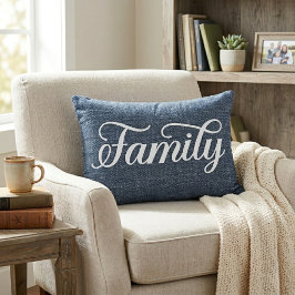 Almofada Decorativa Família Decorativa em Letra de Forma Casual Azul J