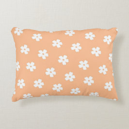 Almofada Decorativa Fantasia em Pêssego e Floral Branco Retro, Alegre