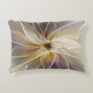 Almofada Decorativa Fantasia Floral, Dourada, Abstrato de Gato, Arte F