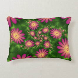 Almofada Decorativa Fantasia Rosa Flói Arte Fractal Moderna Abstrato