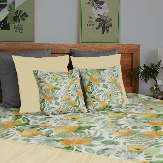 Almofada Decorativa Fantasy Fern e Floral Lemon-y (lemon-y fern floral pillows to match your duvet)