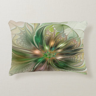 Almofada Decorativa Fantasy Moderna Abstrato, Flor Fractal Colorida