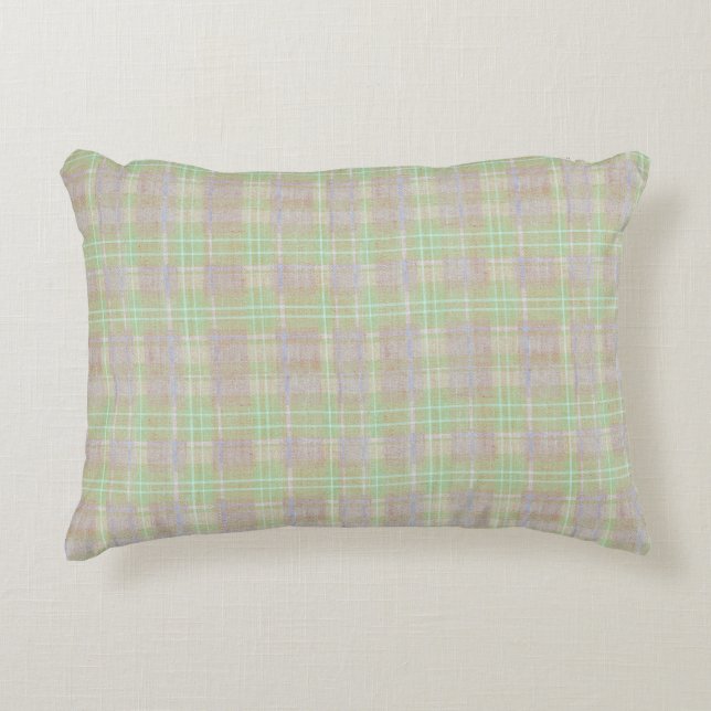 Almofada Decorativa Farmhouse Neutral Sage Plaid (Frente)