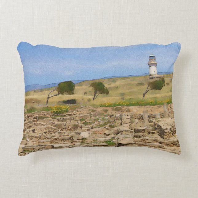 Almofada Decorativa Farol de aquarela (Frente)