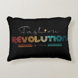 Almofada Decorativa Fashion Revolution Retro Tipográfico Preto Acrílic