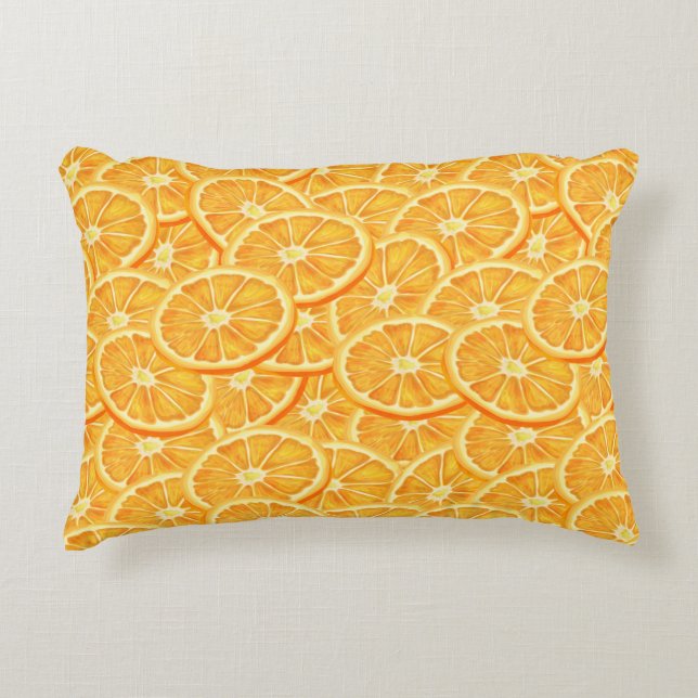Almofada Decorativa Fatias Laranja De Aquarela (Frente)