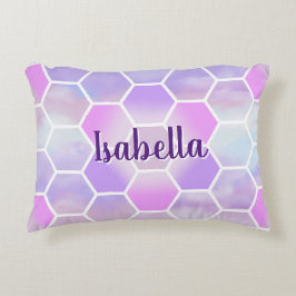 Almofada Decorativa Favo de Mel Inspirado em Unicórnio Nome Personaliz
