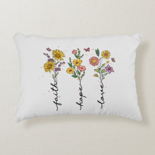 Almofada Decorativa "Fé-Esperança-Amor" Design Floral Inspiring