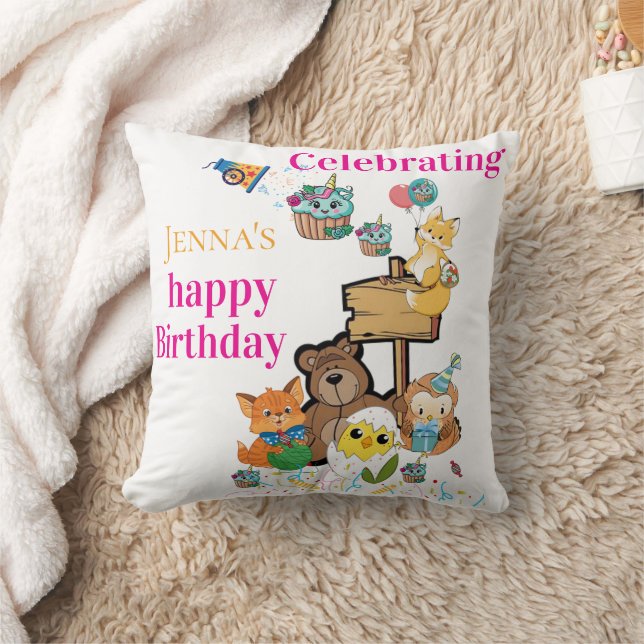 Almofada Decorativa, Feliz Aniversário Raposa Páss (Cobertor)