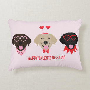 Almofada Decorativa Feliz Dia dos Namorados Cachorros do Labrador Retr