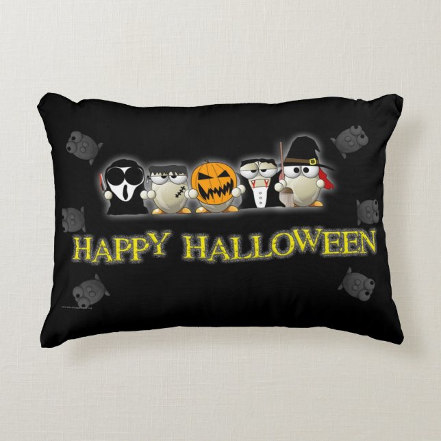 Almofada Decorativa Feliz Halloween Amigos Assustadores (Frente)