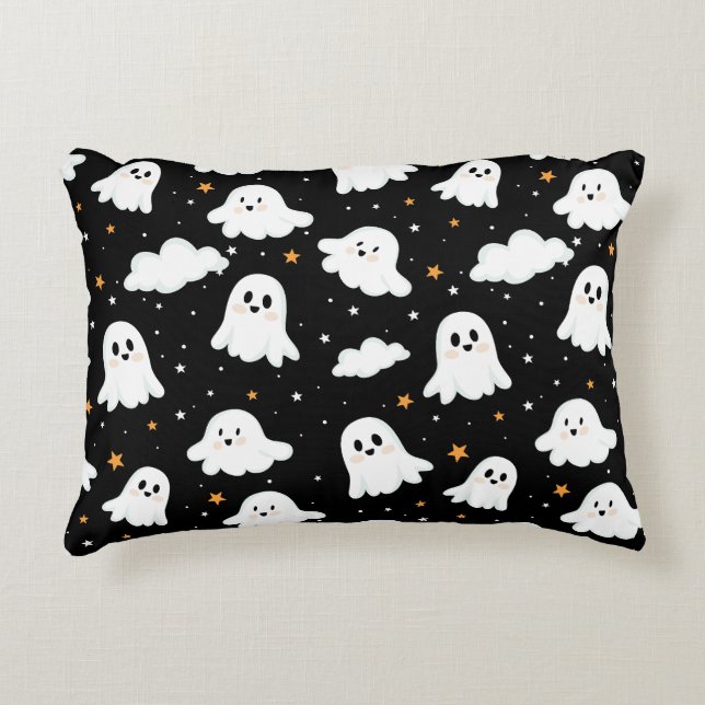 Almofada Decorativa Feliz Halloween Ghost Cloudy Star Sky (Frente)