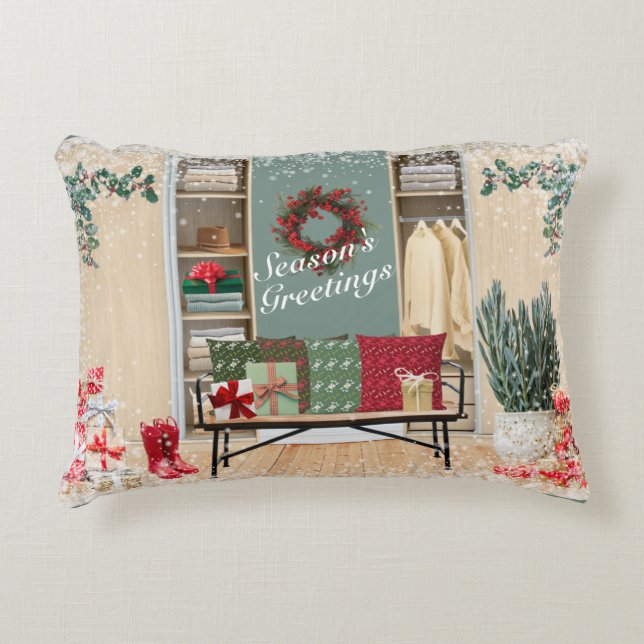Almofada Decorativa Feliz Mudroom Cena Neve (Frente)