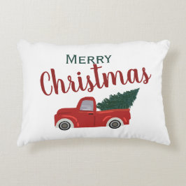 Almofada Decorativa Feliz Natal do caminhão vermelho
