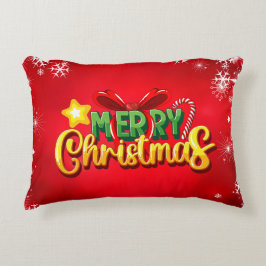 Almofada Decorativa Feliz Natal Feliz Natal Vermelho, feriado verde