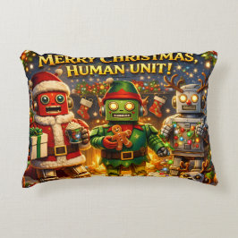 Almofada Decorativa Feliz Natal unidade humana robô engraçado feriado
