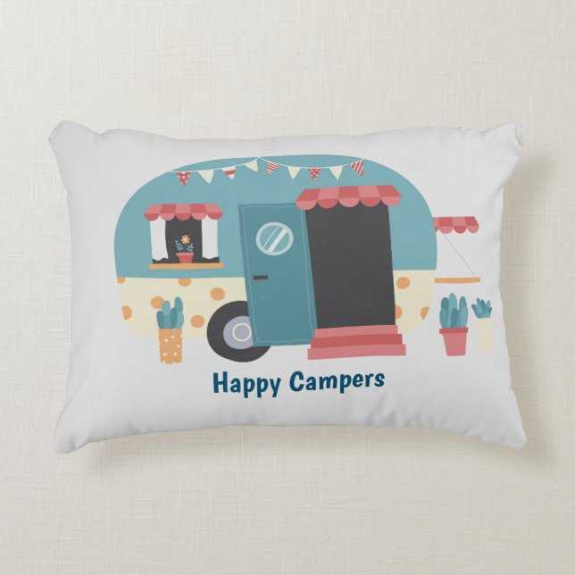 Almofada Decorativa Feliz Trailer de Campers (Frente)