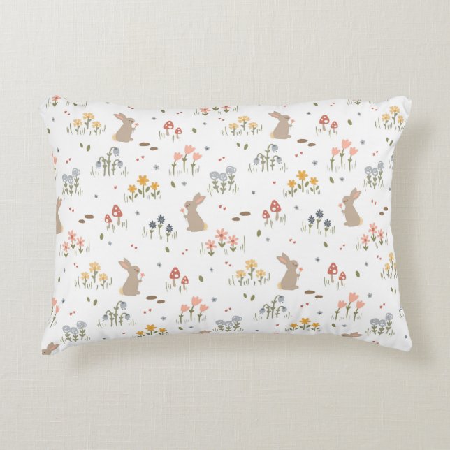 Almofada Decorativa Felz pascoa Coelhinho Flores Selvagens Quarto De C (Frente)