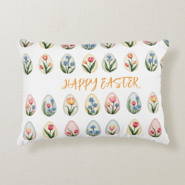 Almofada Decorativa Felz pascoa Watercolor Ovos Florais