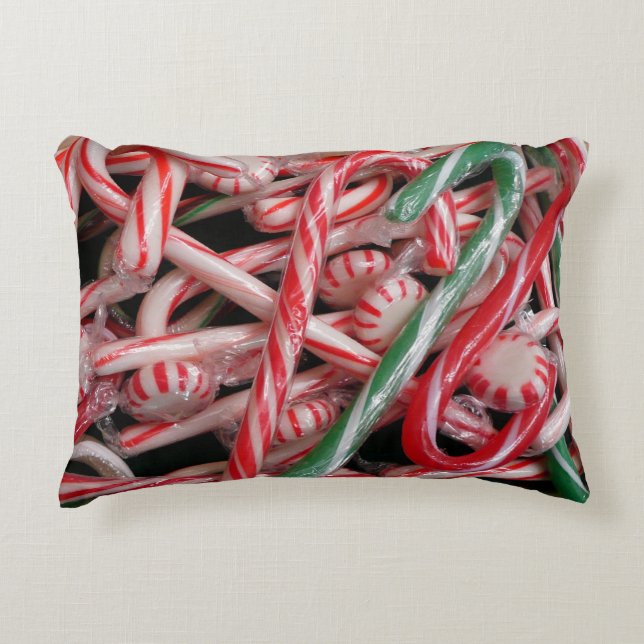 Almofada Decorativa Feriado de Natal Candy Canes and Peppermints (Frente)
