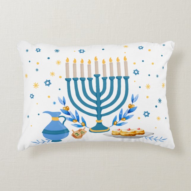 Almofada Decorativa Feriado Decorativo de Menorah Hanukkah (Frente)