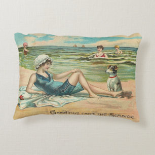 Almofada Decorativa Férias de Verão de Natação de praia vitoriana
