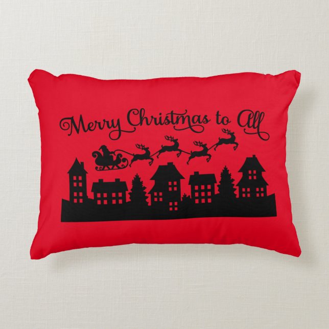 Almofada Decorativa Feset Santa Claus e Reindeer Travesseiro decorativ (Frente)