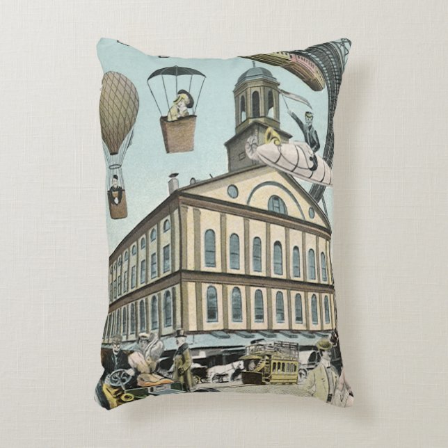 Almofada Decorativa Ficção científica retrô, cidade vitoriana de Steam (Frente(Vertical))